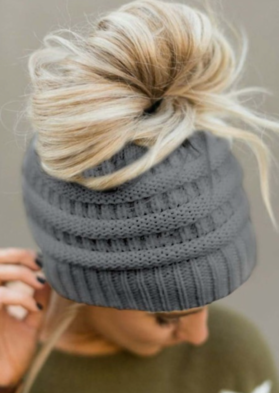 Grey Pony knit headband/hat