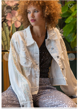 Load image into Gallery viewer, Ivory sequin jean jacket
